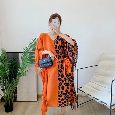 Abito lungo donna fantasia curvy Orange One Size MUST HAVE