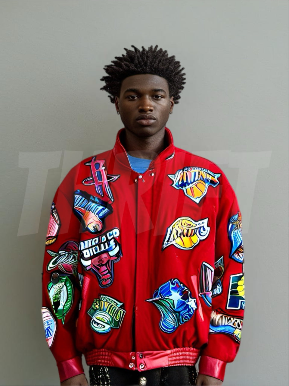 Bomber vintage NBA pelle patch tg XXL