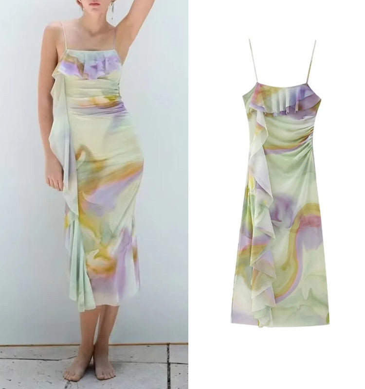 Vestido largo estampado mujer