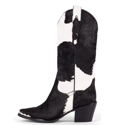 Knee-Length Elastic Rider Boots Round Heel Square Toe Western Boots eprolo BAD PEOPLE