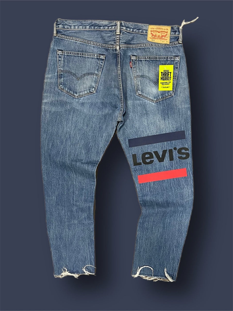 Jeans levis 501 logo print vintage tg 36 cut