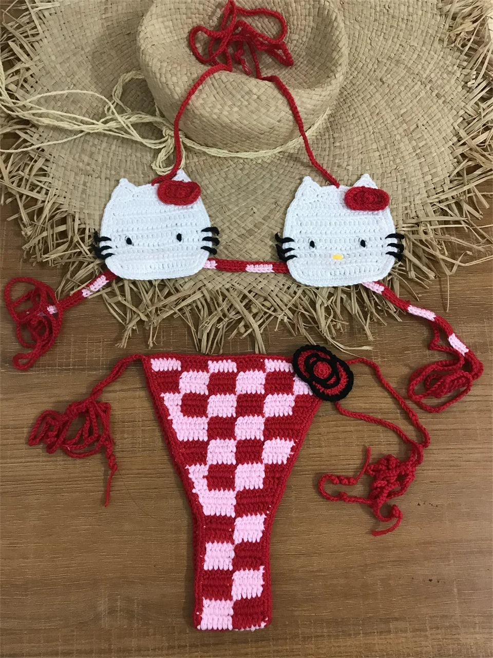Lady's Cute Crochet Bikini Set 2 Pieces