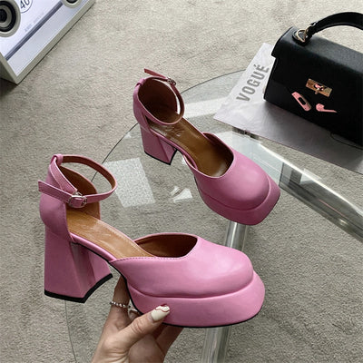 Tacco largo sandalo donna pink MUST HAVE