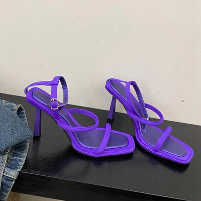 Sandalo aperto donna con tacco purple MUST HAVE