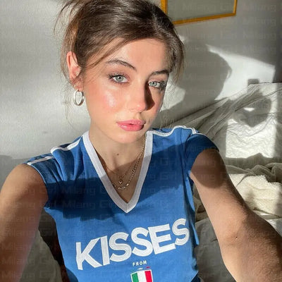 Vintage tshirt Kisses italy donna y2k MUST HAVE