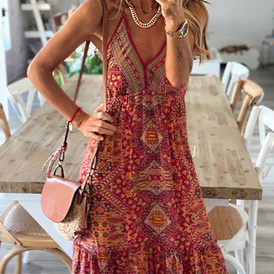Strap bohemian print dress MUST HAVE