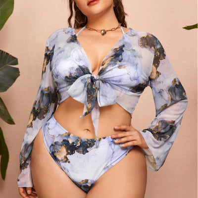 Tie Dye Three Piece completo mare donna curvy Grey MUST HAVE