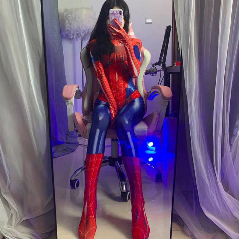 Mono ajustado de Spiderman con cremallera para mujer