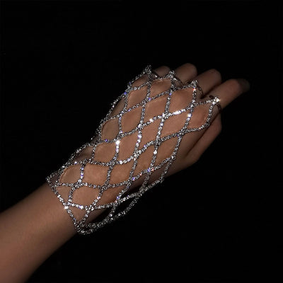 Guanto rete strass luxury Silver MUST HAVE