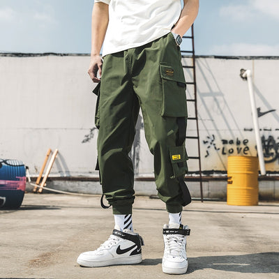 Joggers Cargo Pants for Men Streetwear Ribbons Techwear Pants HYPE