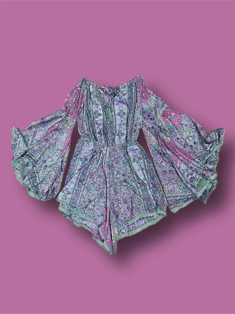 Body fantasía con manga trompeta, talla única