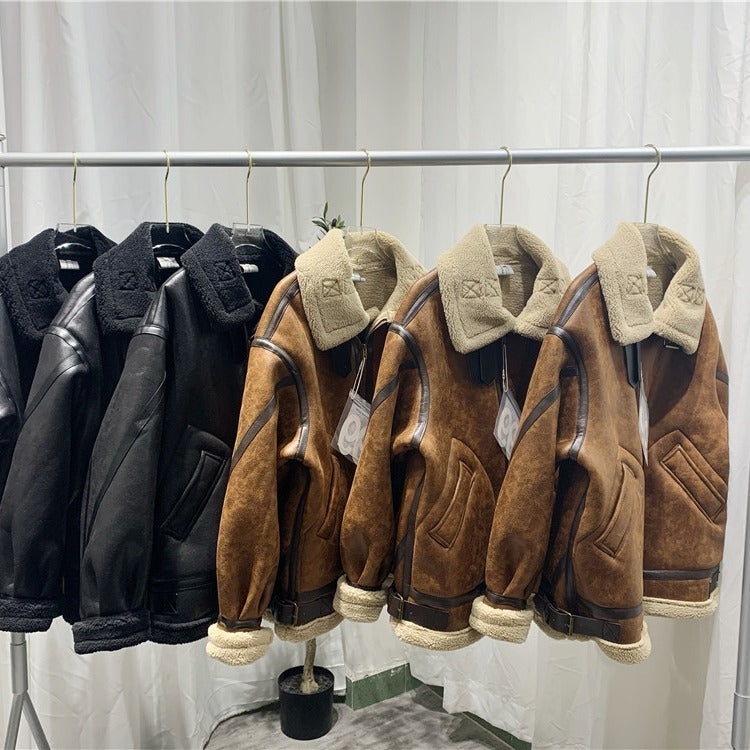 Loose Lamb Wool Coat Women